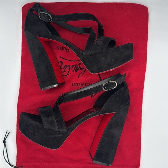 CHRISTIAN LOUBOUTIN Movida Jane 130 black suede sandals - Picture 7 of 13